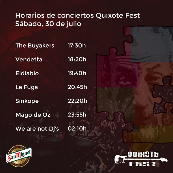 Horarios de los grupos del Quijote Fest