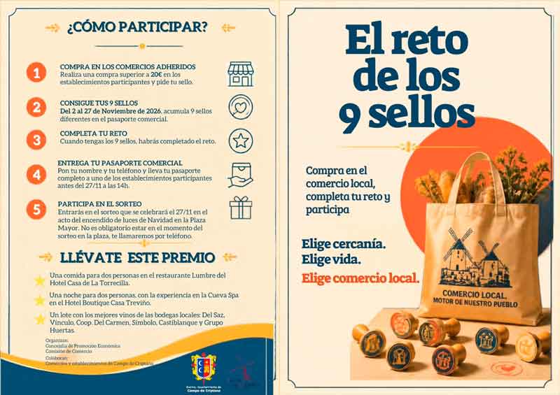 Campo de Criptana impulsa el comercio local con la campaña “El reto de los 9 sellos”